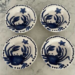 Magic Sea Crab Soup Salad Bowl Cobalt Blue Nautical Set of 4 By Blue Sky 2014